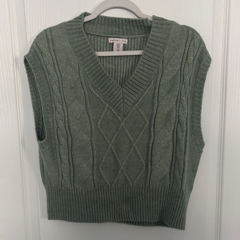 Forever 21 Olive V-Neck Sweater Vest